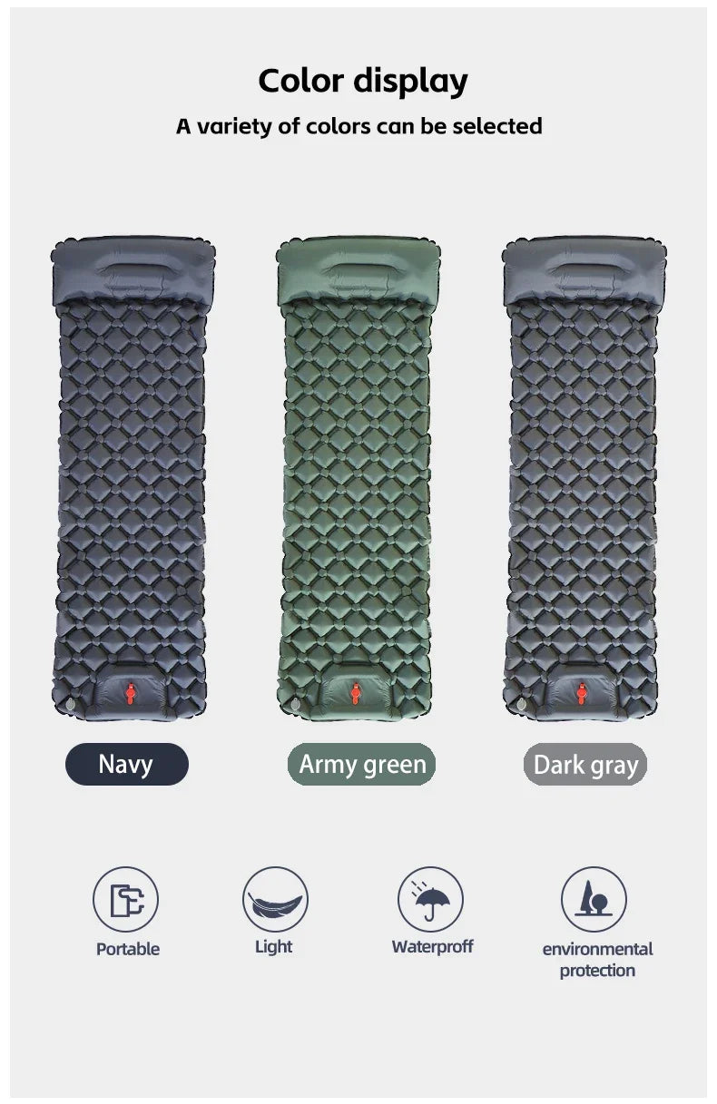 TARKA Inflatable Camping Mats Air Mattress With Pillow Outdoor Tourist Sleeping Pad Self-Inflating Mattress For Hiking Climbing