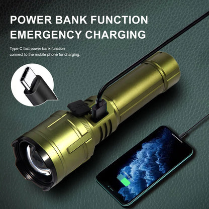Shan bao 3000LM Outdoor Zoom Waterproof Flashlight Strong Light Focused Light Source Can Light a Flame (Customized Logo/Blessing