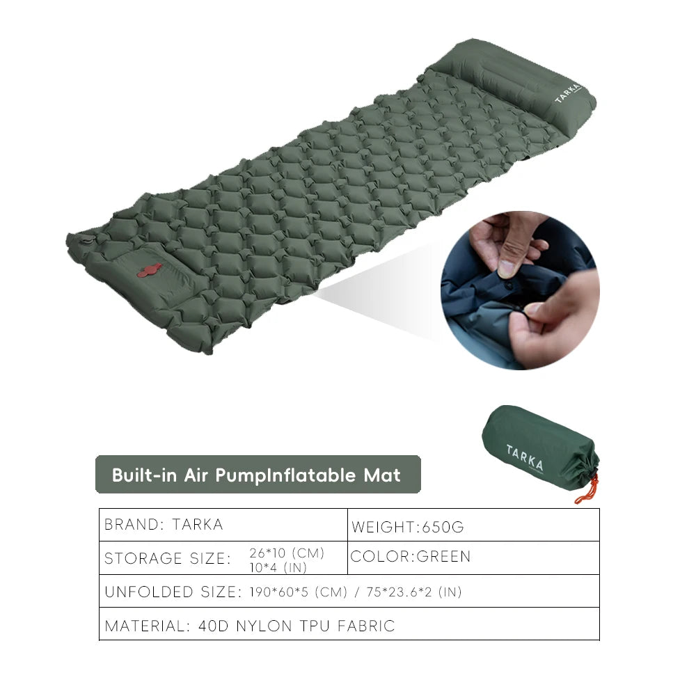 TARKA Inflatable Camping Mats Air Mattress With Pillow Outdoor Tourist Sleeping Pad Self-Inflating Mattress For Hiking Climbing