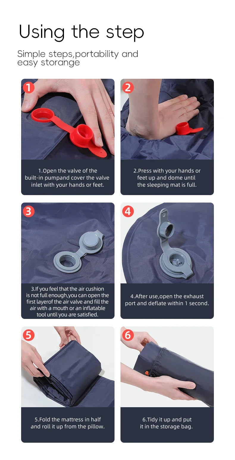 TARKA Inflatable Camping Mats Air Mattress With Pillow Outdoor Tourist Sleeping Pad Self-Inflating Mattress For Hiking Climbing