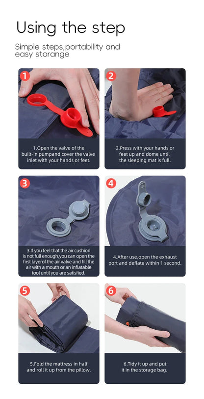 TARKA Inflatable Camping Mats Air Mattress With Pillow Outdoor Tourist Sleeping Pad Self-Inflating Mattress For Hiking Climbing