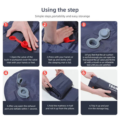 TARKA Inflatable Camping Mats Air Mattress With Pillow Outdoor Tourist Sleeping Pad Self-Inflating Mattress For Hiking Climbing