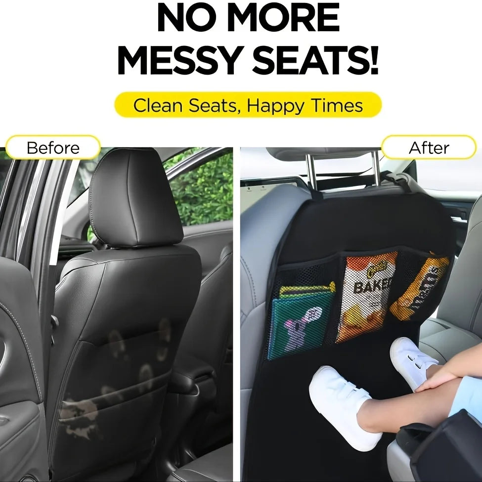 Back Seat Cover for Kids with 3 Pocket Storage Organizer, Waterproof Kick Mats Backseat Protector, Car Seat Back Protectors
