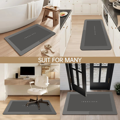 Diatomaceous Earth Bath Mat Super Absorbent Non Slip Fast Drying Soft Floor Mat for Bathroom Shower Laundry Bedroom Kitchen RV