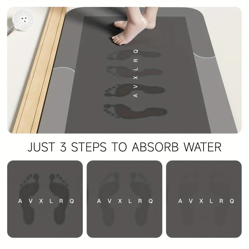 Diatomaceous Earth Bath Mat Super Absorbent Non Slip Fast Drying Soft Floor Mat for Bathroom Shower Laundry Bedroom Kitchen RV