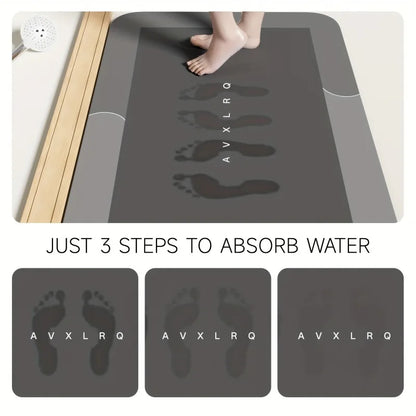 Diatomaceous Earth Bath Mat Super Absorbent Non Slip Fast Drying Soft Floor Mat for Bathroom Shower Laundry Bedroom Kitchen RV